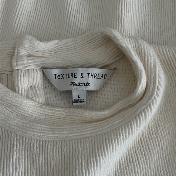 Madewell Texture & Thread Women's Ivory Mock Neck Ribbed Long Sleeve Size L - Picture 4 of 7